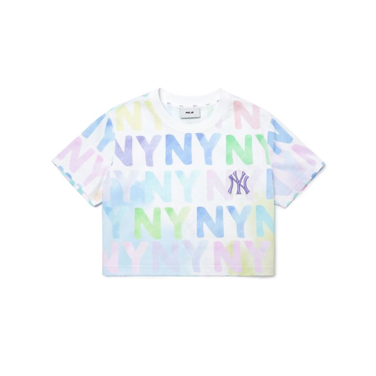 MLB 여성 수채화 모노그램 크롭 티셔츠 3FTSM0023-50WHS